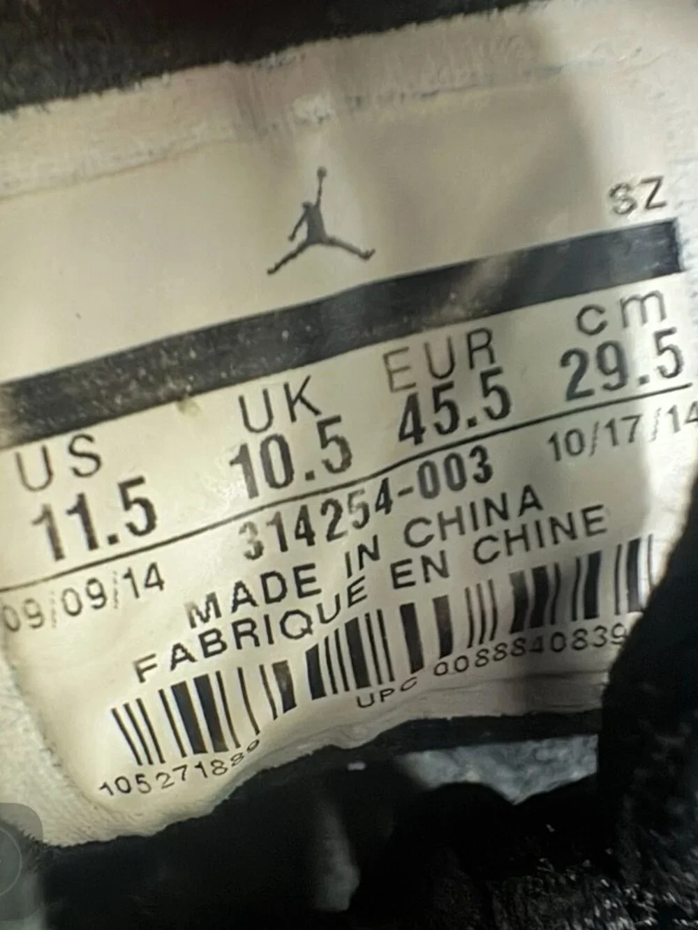 Air Jordan 4 Retro Iv LS Oreo 2015 Black Tech Grey Mens Size 11.5 314254-003